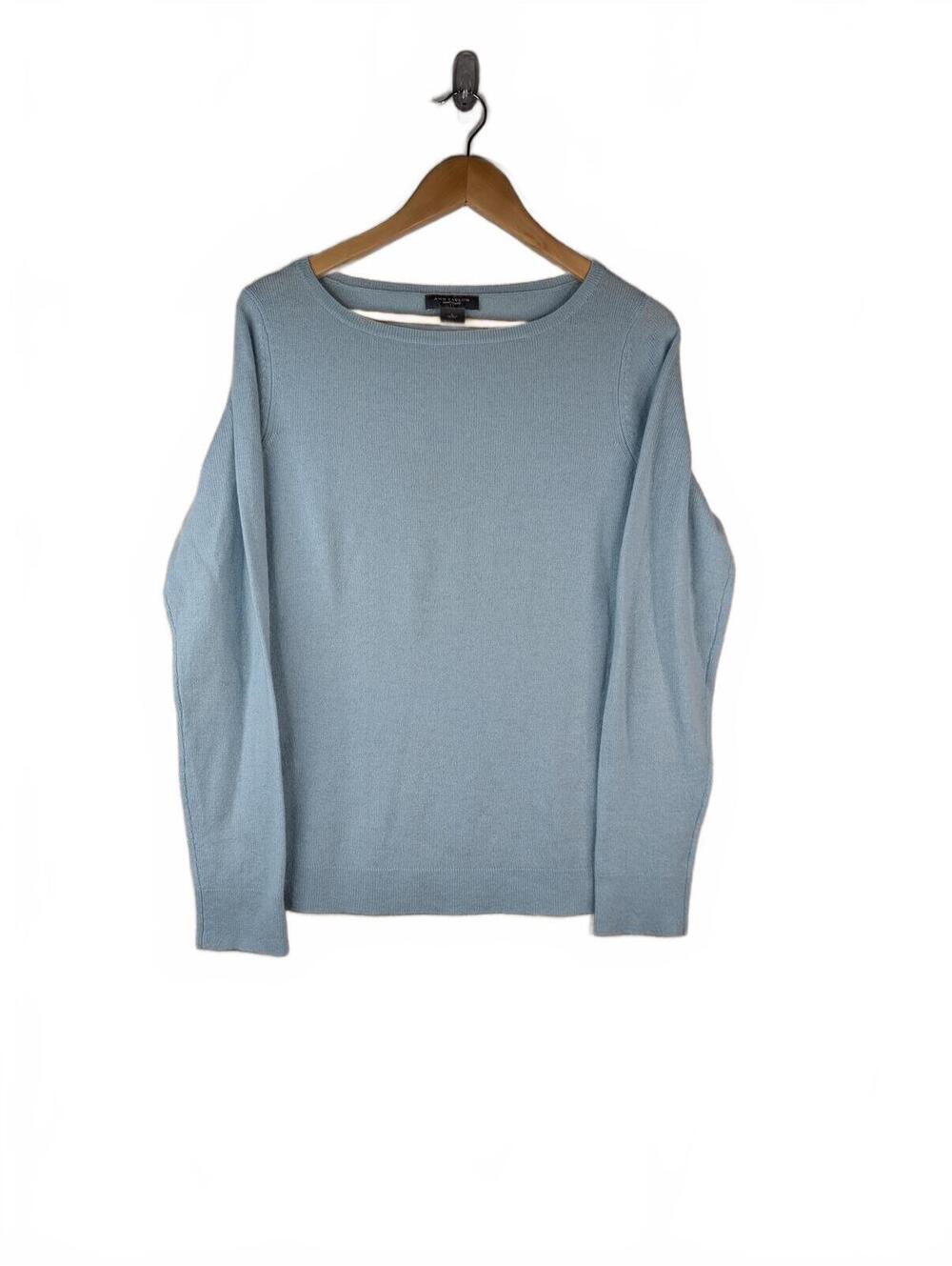 Ann Taylor Light Blue Cashmere Boat Neck Sweater Size L